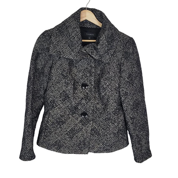 Talbots Jackets & Blazers - Talbots Womens Black White Wool Blend Tweed Lined Coat Jacket #231